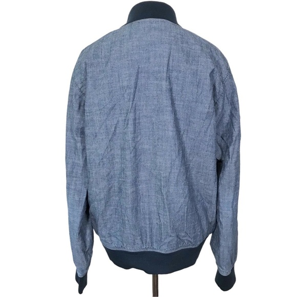 Old Navy Blue Chambray Varsity Bomber Jacket Size Medium - Picture 2 of 11
